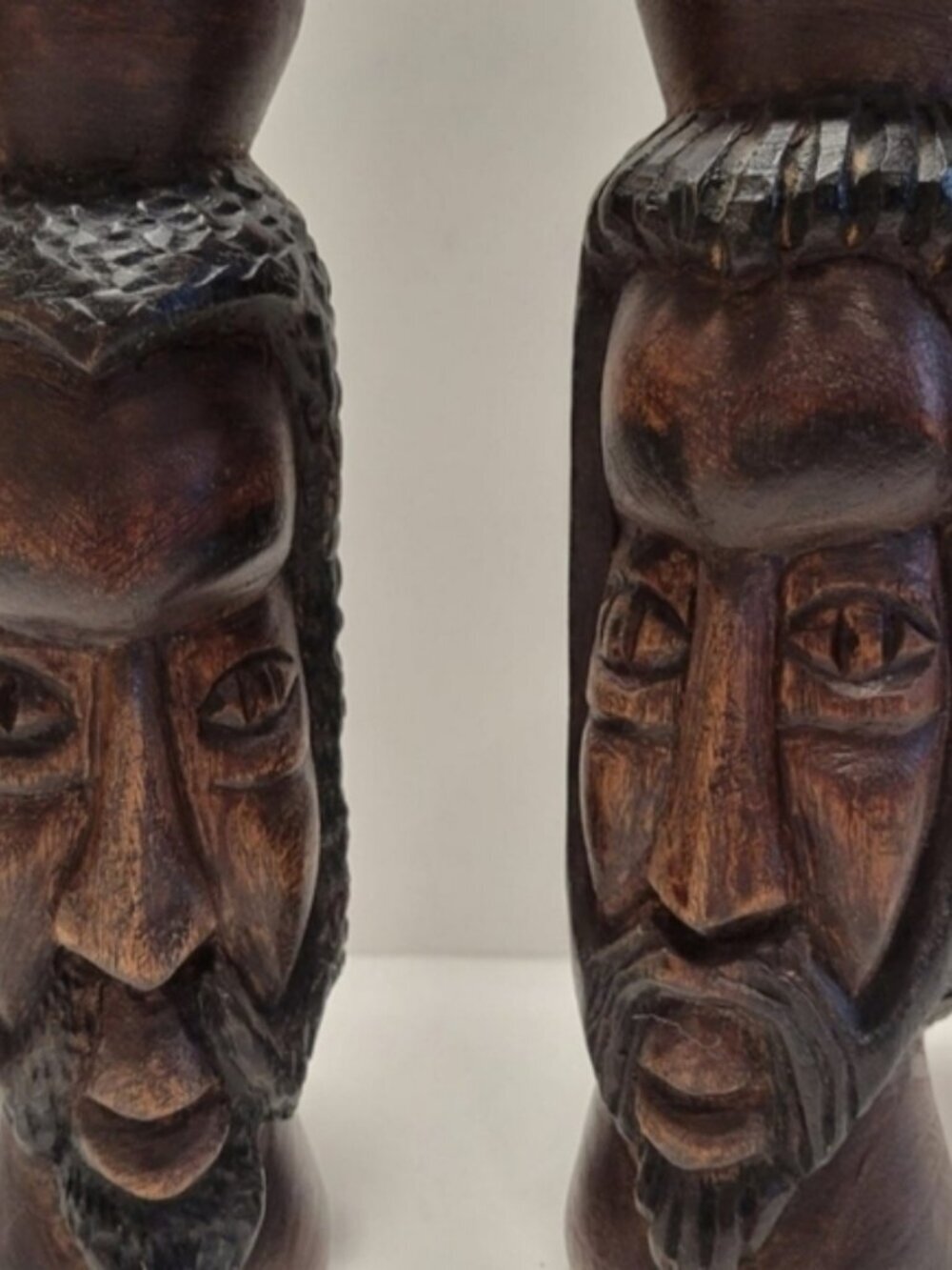 Tribal/Jamaican Bust Set Of 2 Decorative Dark Brown 7.5" - Picture 3 of 11